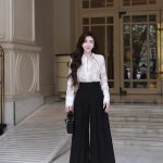 Quần ống rộng cạp cao xếp li có khoá