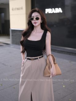 Áo thun giấy ba lỗ sát nách cổ vuông đơn giản basic