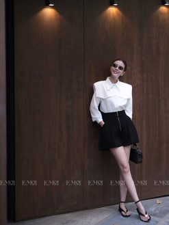 Áo sơ mi nữ thiết kế phủ vai
