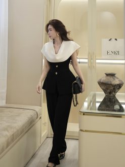 Quần bo gấu cúc đồng