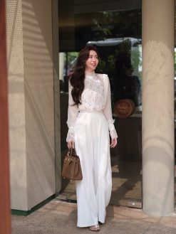 Quần ống rộng có dây đeo rời