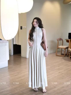 Đầm body dài gân sóng không tay