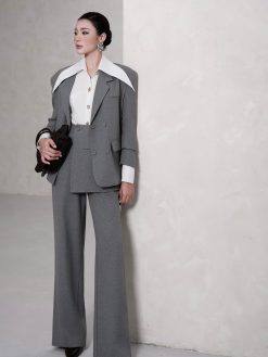 Set áo vest vai chờm và quần dài cạp rời