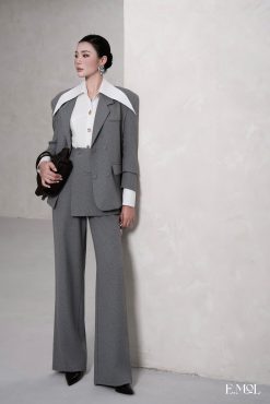 Set áo vest vai chờm và quần dài cạp rời