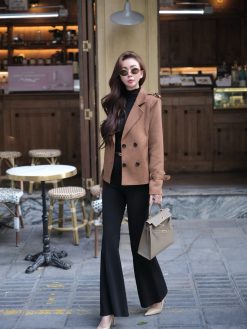 Áo khoác DA LỘN (kèm đai eo)