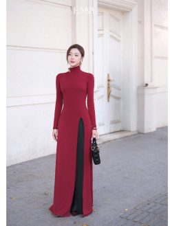 Áo dài xẻ hông kèm quần (đính tag cài)
