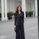 SET KẺ CHÉO NHẬT 3 món áo vest vào áo gile và quần ống rộng