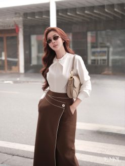 Áo sơ mi chun hàn cổ cách điệu