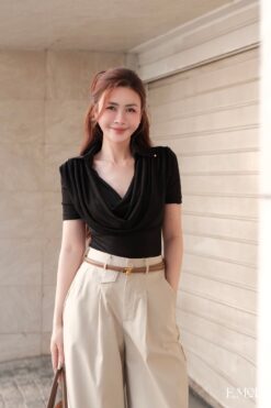 Áo nhúng cổ đổ phối khuy
