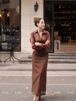 SET 3 MÓN áo sơ mi kèm bra bo chun và chân váy có dây đi rời
