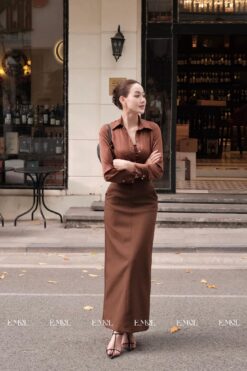 SET 3 MÓN áo sơ mi kèm bra bo chun và chân váy có dây đi rời