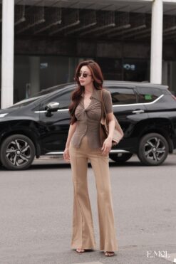 Quần kaki loe gân nổi