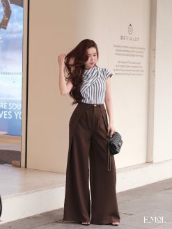 Quần ống rộng lưng cao li trước