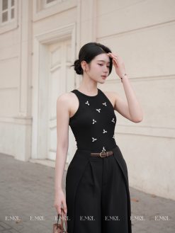 Áo ba lỗ thun gân đính đá