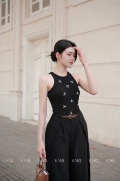 Áo ba lỗ thun gân đính đá
