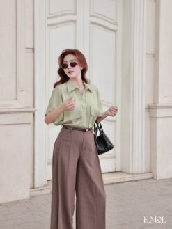Áo sơ mi túi nắp gập cộc tay