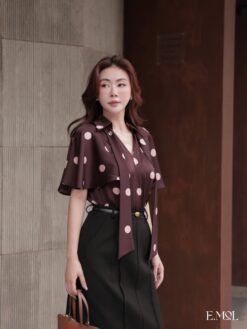 Áo lụa chấm bi cánh tiên kèm dây lụa đi rời