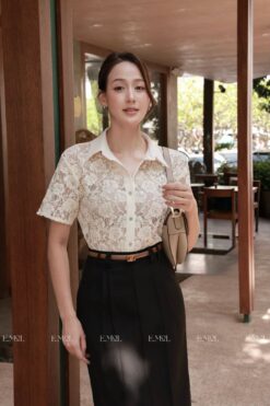 Áo ren nổi kim sa cúc đá
