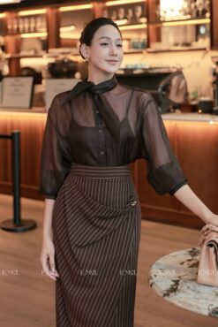 Áo sơ mi 2 vạt lá + áo 2 dây thun