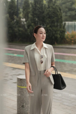 Set áo vest 2 nẹp basic và quần ống rộng