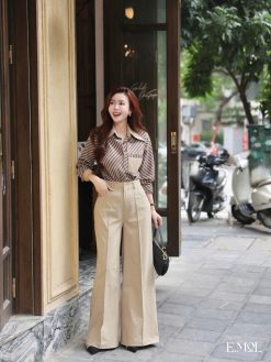 Quần kaki sợi RibTwill ống rộng gân nổi